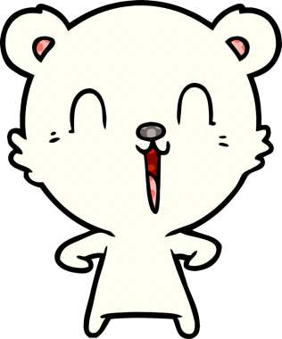 Bir insan tarafından çizilmiş mutlu kutup ayısı çizgi filmi.