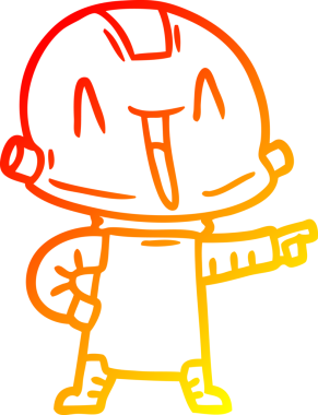 Bir insan tarafından çizilen çizgi film robotunun sıcak çizgi çizimi