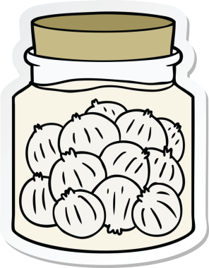 Bir insan tarafından çizilmiş soğan turşusu karikatürü çıkartması.