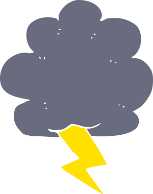 Bir insan tarafından çizilen gök gürültüsü bulutunun düz renk çizimi