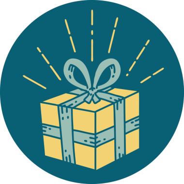 Bir insan tarafından çizilmiş dövme stili bir Noel hediyesi.