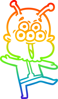 gökkuşağı gradyan çizimi mutlu bir çizgi uzaylı dansı bir insan tarafından çizildi