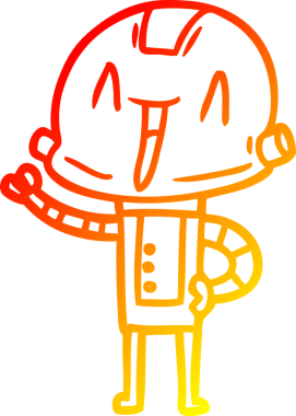 Bir insan tarafından çizilen çizgi film robotunun sıcak çizgi çizimi