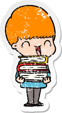 Bir insan tarafından çizilmiş mutlu çizgi film çocuğunun sıkıntılı çıkartması.