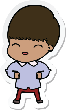 Bir insan tarafından çizilmiş mutlu bir çizgi film çocuğunun çıkartması.