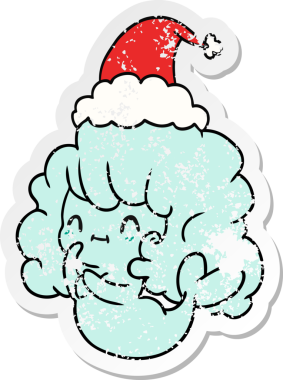 Bir insan tarafından çizilmiş kawai hayaletinin sıkıntılı Noel çıkartması.