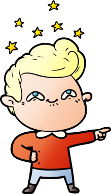 Bir insan tarafından çizilmiş heyecanlı bir çizgi film.