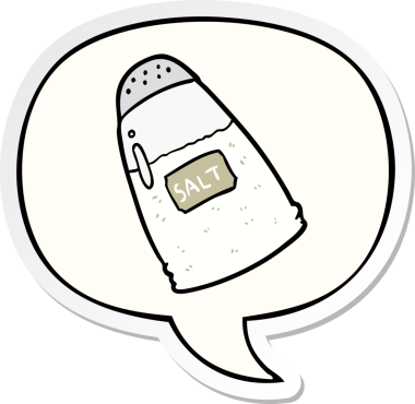 bir insan tarafından çizilmiş konuşma balonu çıkartmalı karikatür tuzluğu.