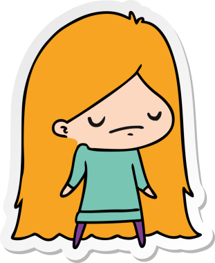 Bir insan tarafından çizilmiş sevimli bir kawai kızının çizilmiş bir karikatür çizimi.