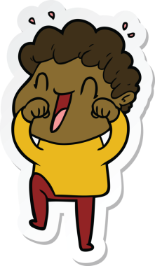 Bir insan tarafından çizilmiş mutlu bir adamın çıkartması.