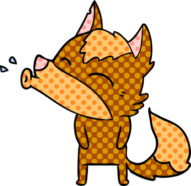 Bir insan tarafından çizilmiş tilki çizgi film karakteri