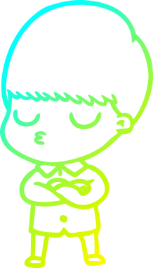 Bir çizgi film karakteri çizen soğuk gradyan bir çocuk bir insan tarafından çizilmiş.