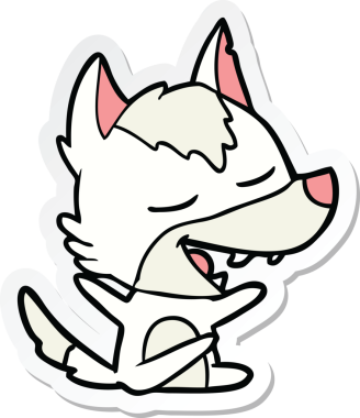 Bir insan tarafından çizilmiş bir kurt çizgi filminin çıkartması.