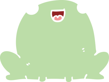 Bir insan tarafından çizilmiş düz renkli kurbağa.