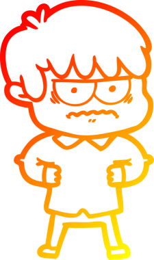 Bir insan tarafından çizilmiş kızgın çizgi film çocuğunun sıcak çizgi çizimi.