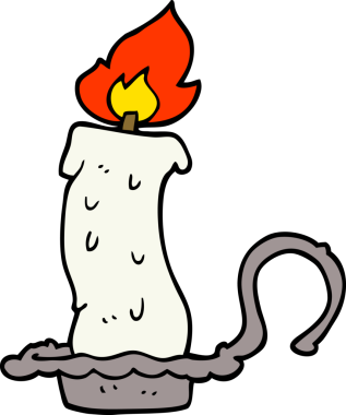 Bir insan tarafından çizilmiş karalama yanan mum.