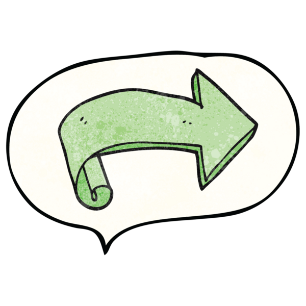 Bir insan tarafından çizilmiş serbest konuşma balonu desenli çizgi film oku