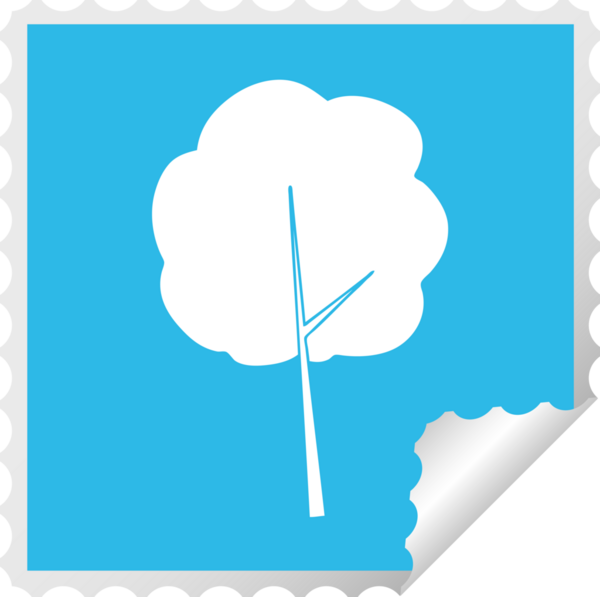 Bir insan tarafından çizilmiş kare soyulmuş tuhaf çizgi film ağacı.