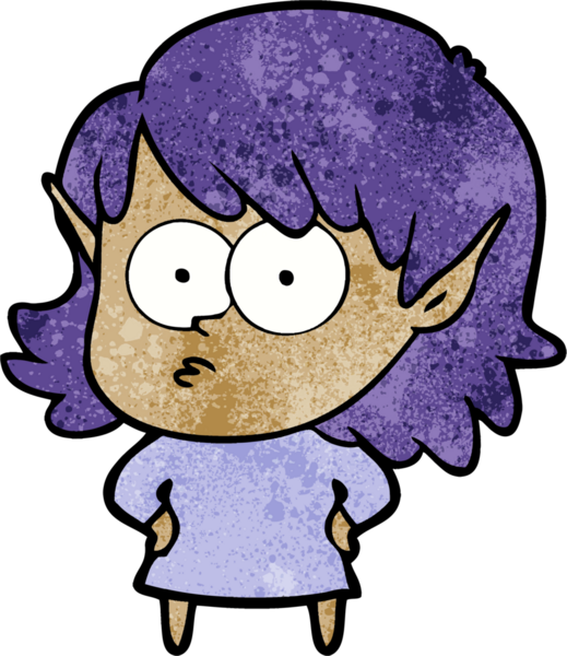 Bir insan tarafından çizilmiş çizgi film elf kızı.