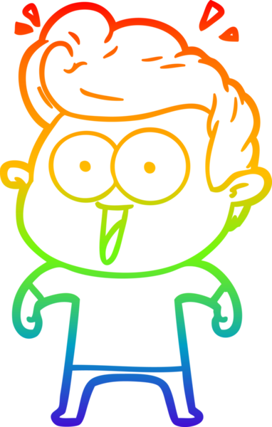 Gökkuşağı gradyanı çizimi bir insan tarafından çizilmiş heyecanlı bir çizgi film