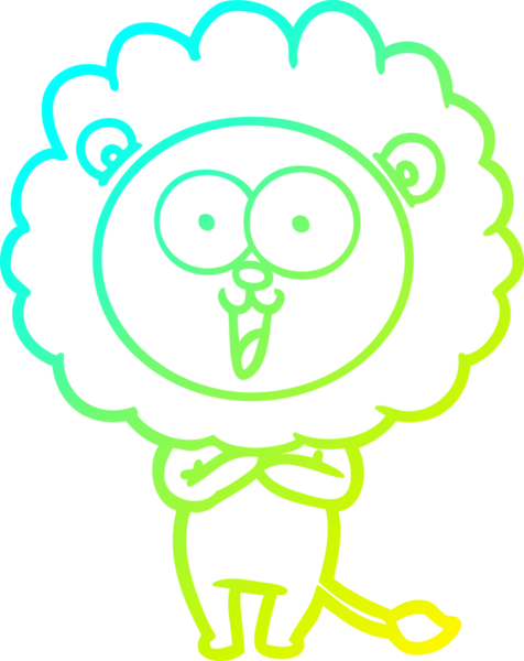 Bir insan tarafından çizilmiş mutlu çizgi film aslanı çizimi.