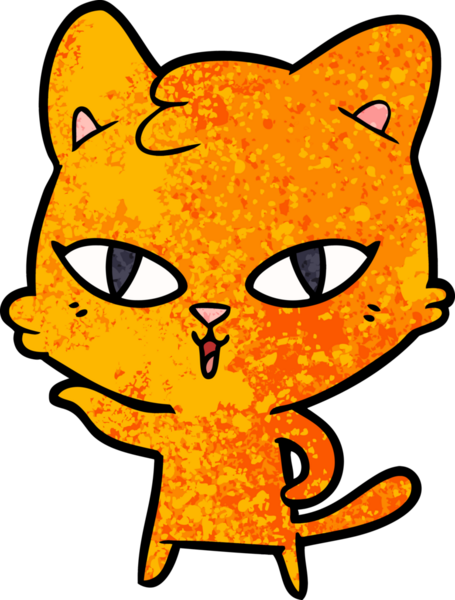 Bir insan tarafından çizilmiş çizgi film kedisi.