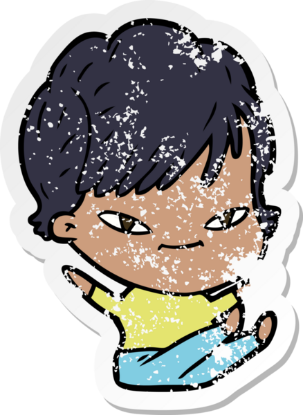 Bir insan tarafından çizilmiş mutlu bir karikatür çıkartması.