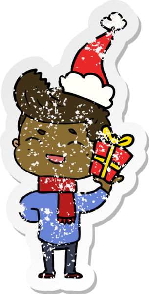 Bir insanın çizdiği Noel Baba şapkasıyla gülen bir adamın el yazısı.