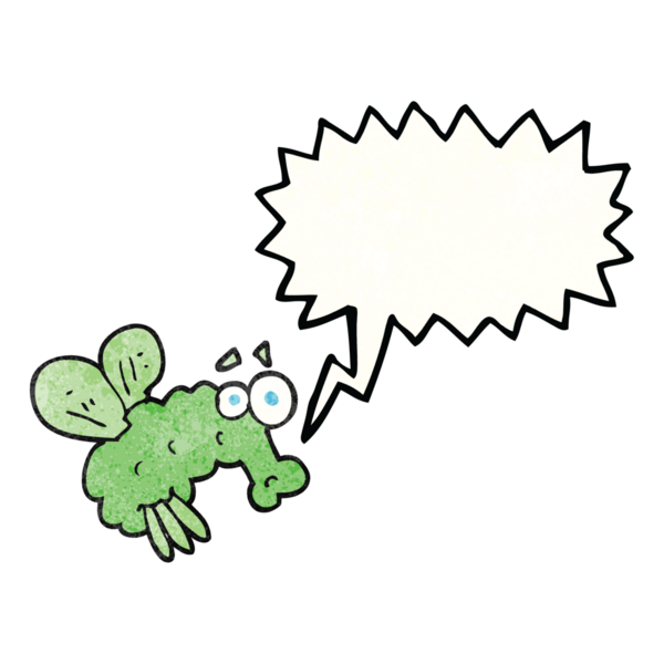 Bir insan tarafından çizilmiş serbest konuşma balonu desenli karikatür sineği