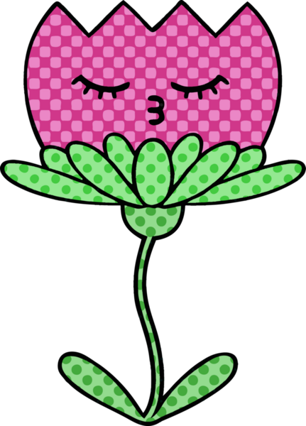 Bir insan tarafından çizilmiş bir çiçeğin karikatürü.