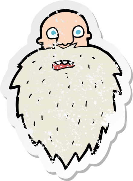 Bir insan tarafından çizilmiş sakallı bir karikatür çıkartması.