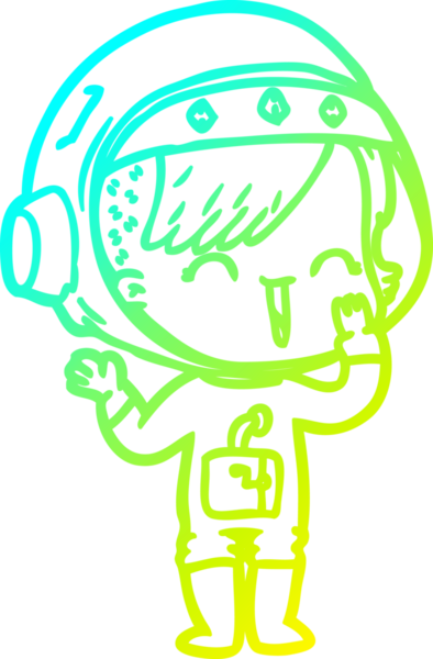 Bir insan tarafından çizilmiş gülen astronot bir kızın soğuk gradyan çizimi