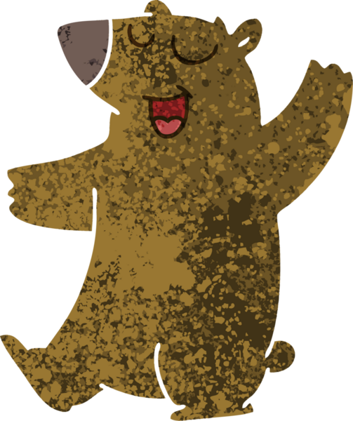 Bir insan tarafından çizilmiş garip bir çizgi film ayısı.