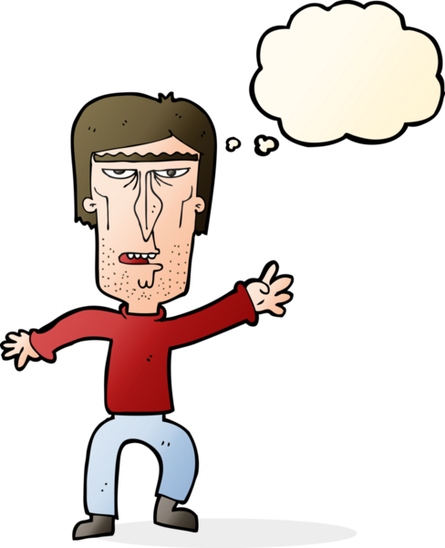 Çizgi filmdeki kızgın adam bir insan tarafından çizilmiş düşünce balonuyla uyarı sallıyor.