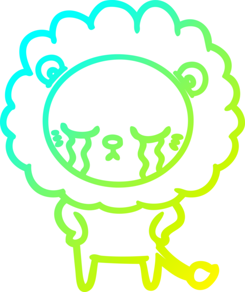 Bir insan tarafından çizilmiş ağlayan bir aslanın soğuk gradyan çizgisi.