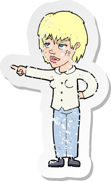 Bir insan tarafından çizilmiş karikatür kadının gerilmiş çıkartması.