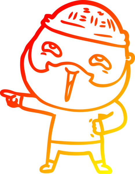 Bir insan tarafından çizilmiş mutlu sakallı bir adamın çizgi çizimi.