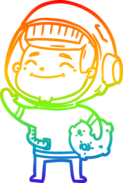 gökkuşağı gradyan çizimi mutlu bir çizgi astronot çizimi bir insan tarafından çizildi