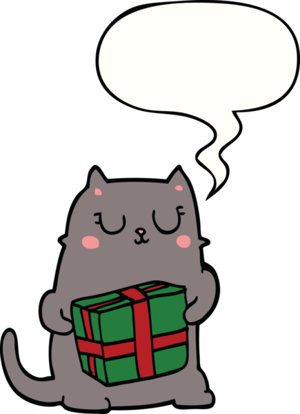 Bir insan tarafından çizilmiş konuşma balonlu bir çizgi roman kedisi.