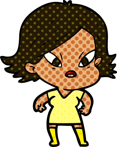 Çizgi film bir insan tarafından çizilmiş stresli kadın.