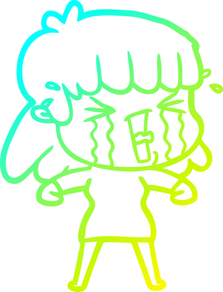 Bir insan tarafından çizilmiş göz yaşları içinde bir çizgi film kadını çizimi.