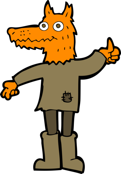 Bir insan tarafından çizilmiş tilki adam.