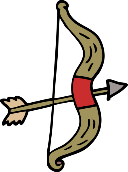 Bir insan tarafından çizilmiş ok ve yay.