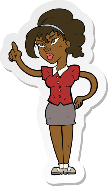 Bir insan tarafından çizilmiş fikri olan bir karikatür kadının çıkartması.