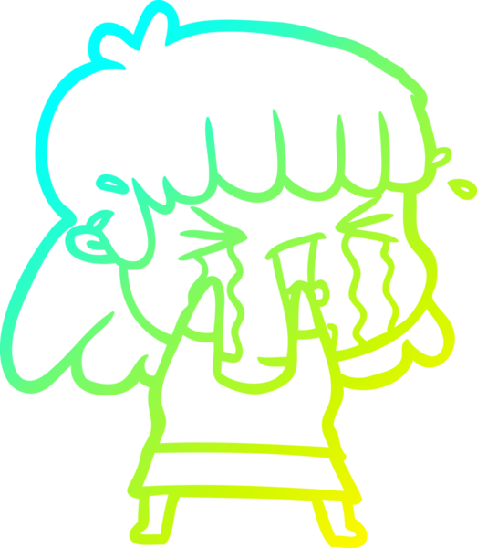 Bir insan tarafından çizilmiş göz yaşları içinde bir çizgi film kadını çizimi.