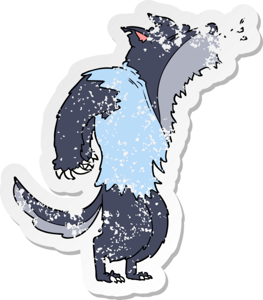 Bir insan tarafından çizilmiş uluyan kurtadamın sıkıntılı çıkartması.