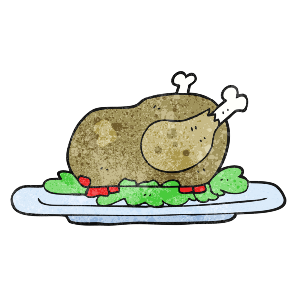 Bir insan tarafından çizilmiş hindi pişirilmiş el yapımı çizgi film.