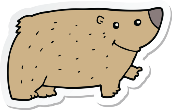 Bir insan tarafından çizilmiş çizgi film ayısının çıkartması.