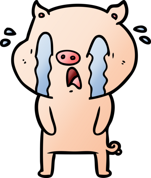 Bir insan tarafından çizilmiş ağlayan domuz çizgi filmi.
