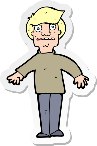 Bir insan tarafından çizilmiş bir karikatür çıkartması.